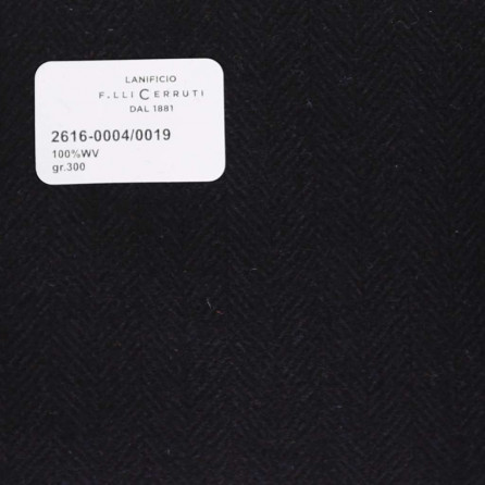 2616-0004/0019 Cerruti Lanificio - Vải Suit 100% Wool - Đen Trơn